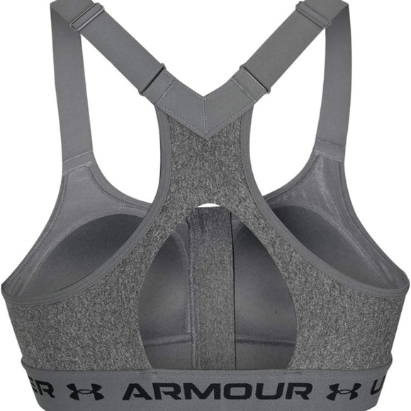 (1724) Under Armour Women's High Crossback Heather Zip Bra Gray NWT - Picture 6 of 8